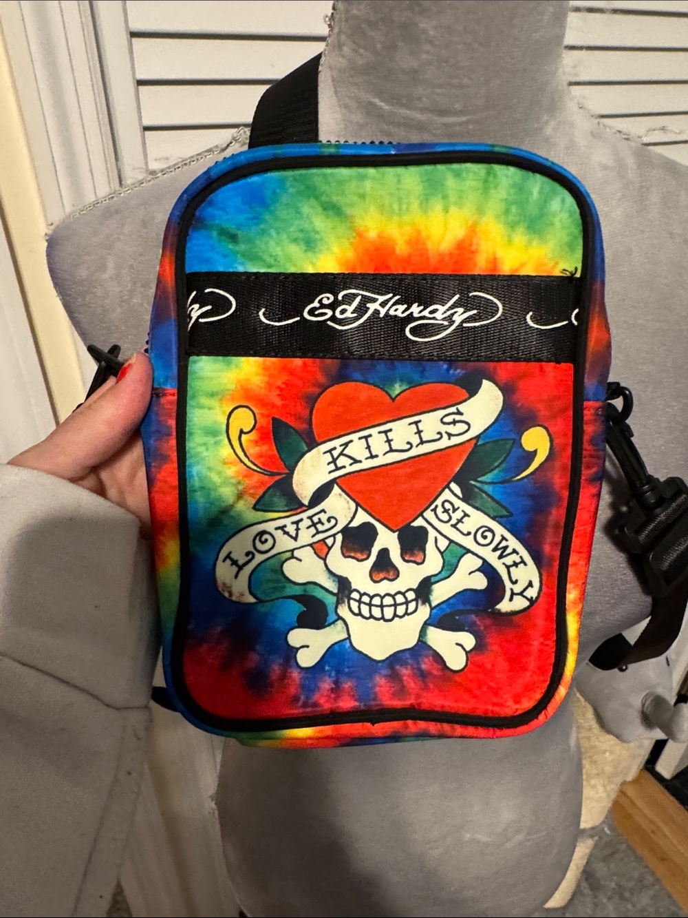 Ed Hardy Love Kills Slowly Tie Dye Crossbody bag